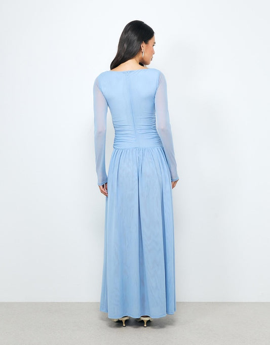 AERE Boat Neck Mesh Maxi Dress - Size 8