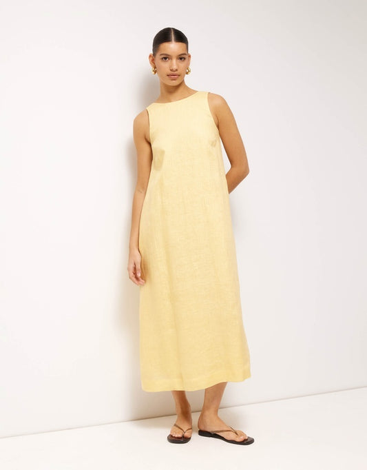 AERE Maya Linen Relaxed Midi Dress - Size 6