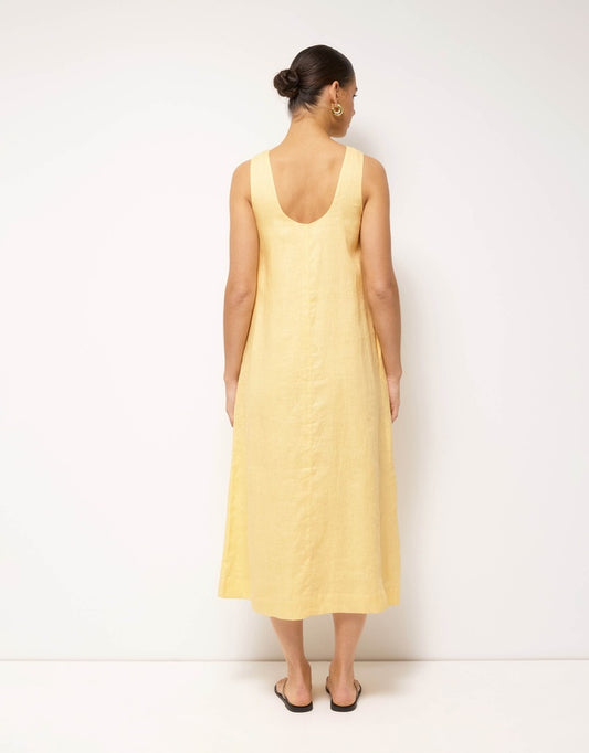 AERE Maya Linen Relaxed Midi Dress - Size 6