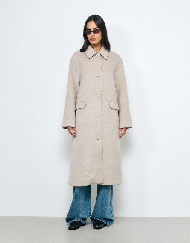AERE Oatmeal Wool Blend Coat - Size 16 & 18 Available