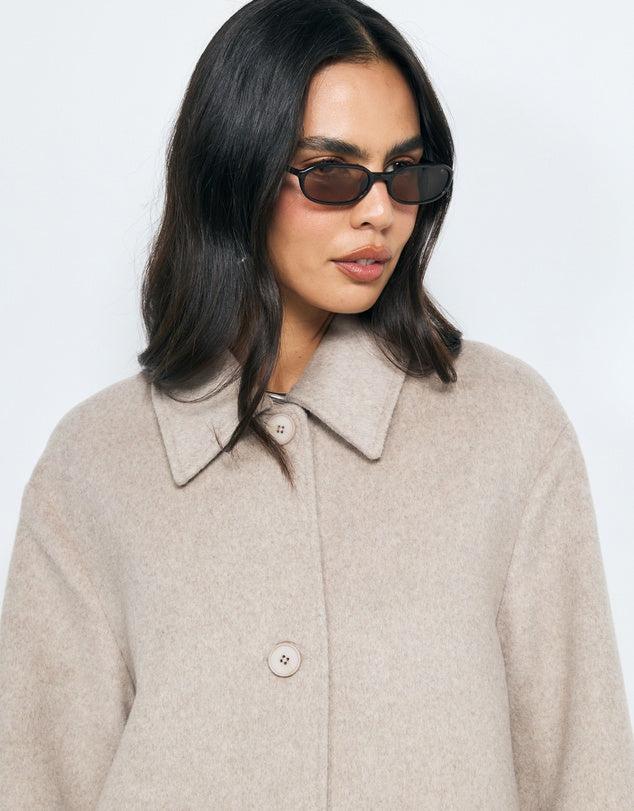 AERE Oatmeal Wool Blend Coat - Size 16 & 18 Available