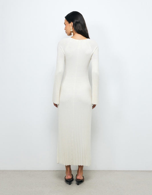 AERE White Pleated Knit Dress - Size 6, 8, 10, 12, 14, 16 & 18 Available
