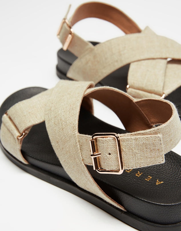 AERE Linen Crossover Sandals - Sizes 37 & 42 Available
