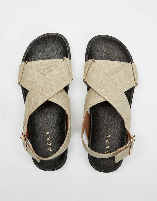 AERE Linen Crossover Sandals - Sizes 37 & 42 Available