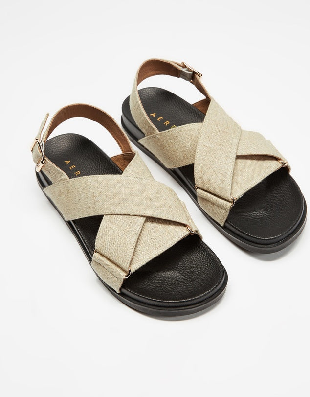 AERE Linen Crossover Sandals - Sizes 37 & 42 Available