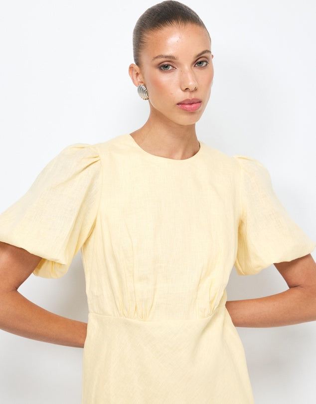 AERE Butter Linen Mini Dress - Size 8