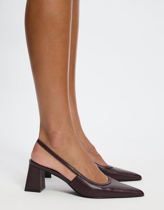 Atmos&Here Plum Leather Slingbacks - Size 38, 40 & 41 Available