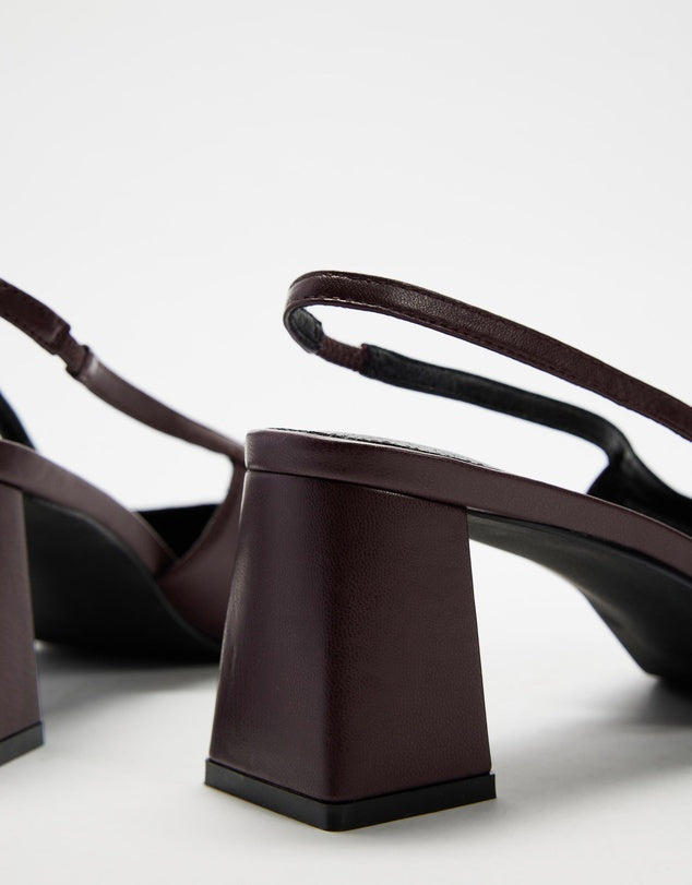 Atmos&Here Plum Leather Slingbacks - Size 38, 40 & 41 Available