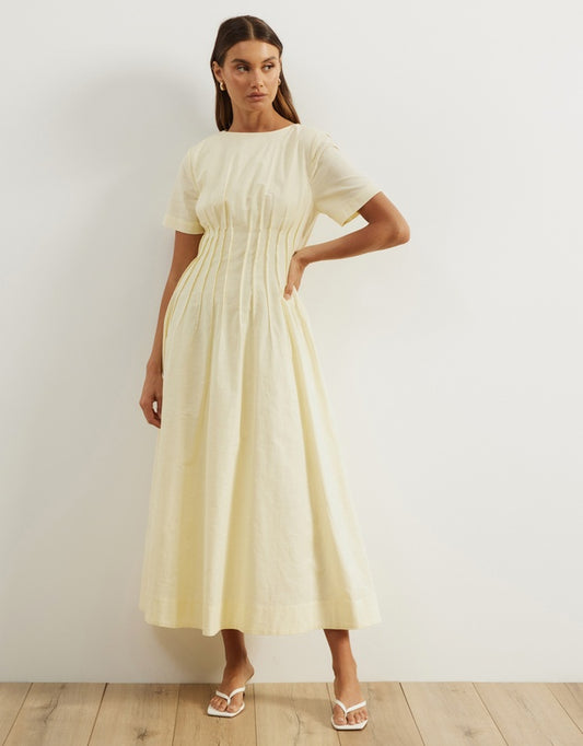 Atmos&Here Lemon Maya Pleat Maxi Dress - Size 6, 8, 10, 12, 14 & 16 Available