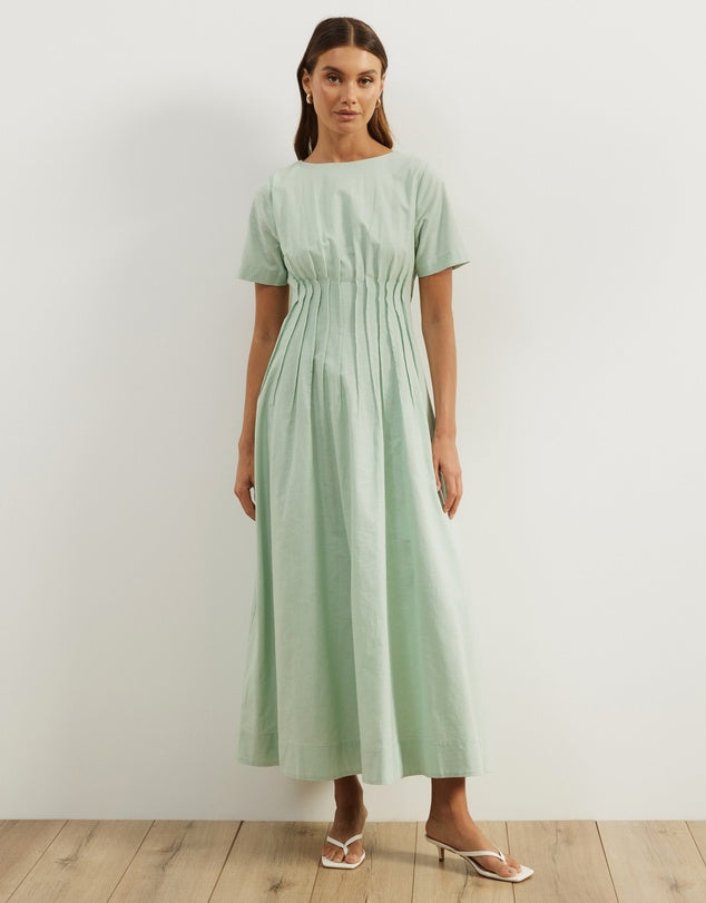 Atmos&Here Sage Maya Pleat Maxi Dress - Size 10