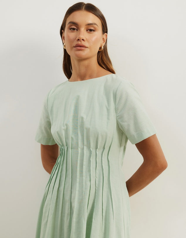 Atmos&Here Sage Maya Pleat Maxi Dress - Size 10