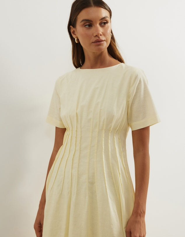 Atmos&Here Lemon Maya Pleat Maxi Dress - Size 12
