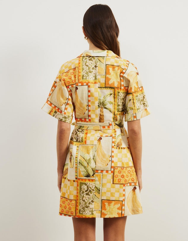 Atmos&Here Linen Blend Mini Dress - Size 6