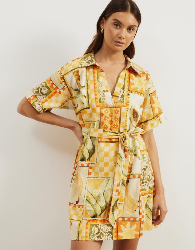 Atmos&Here Linen Blend Mini Dress - Size 6