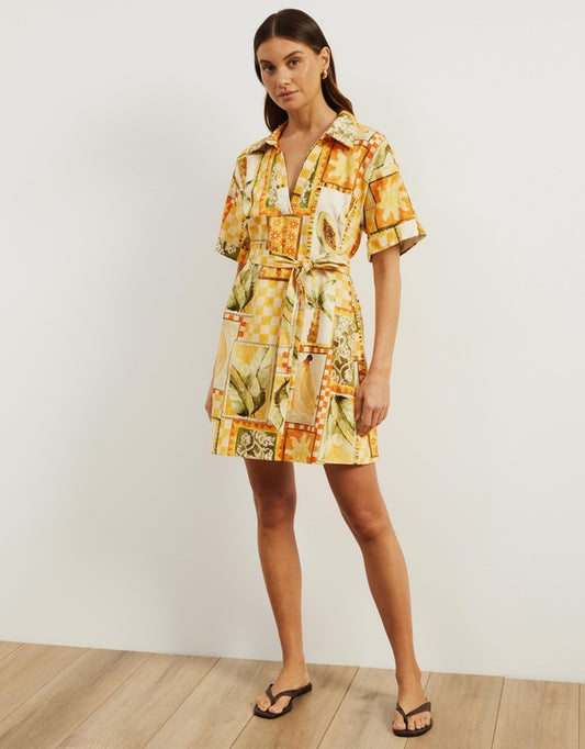 Atmos&Here Linen Blend Mini Dress - Size 8