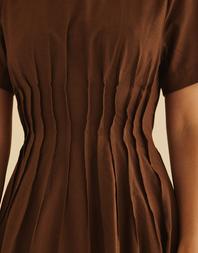 Atmos&Here Chocolate Maya Pleat Maxi Dress - Sizes 6, 8, 10, 12, 14 & 16 Available