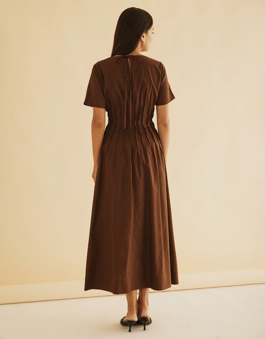 Atmos&Here Chocolate Maya Pleat Maxi Dress - Sizes 6, 8, 10, 12, 14 & 16 Available
