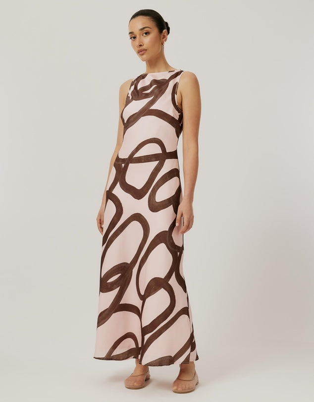 Calli Abstract Midi Dress - Size 10