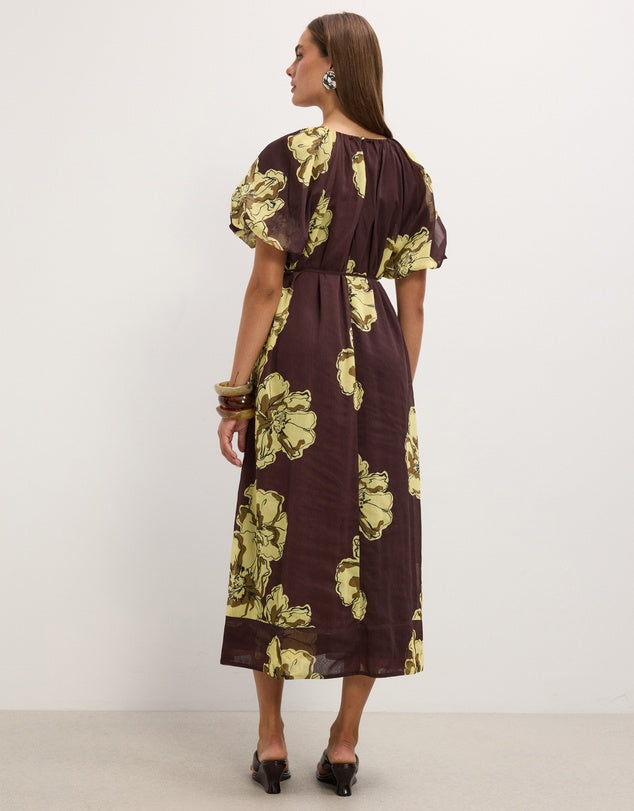 The Fated Autumn Puff Sleeve Midi Dress - Sizes 6, 8, 10, 12, 14, 16 & 18 Available