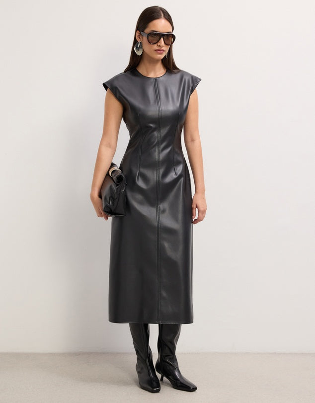 The Fated Faux Leather Midi Dress - Sizes 6, 8, 10 & 12 Available