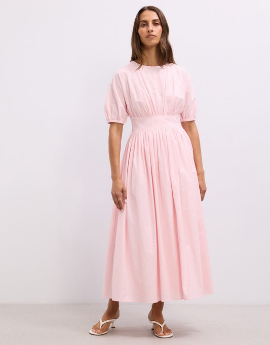 The Fated Pink Gallery Waisted Midi Dress - Sizes 6, 10, 12, & 14 Available