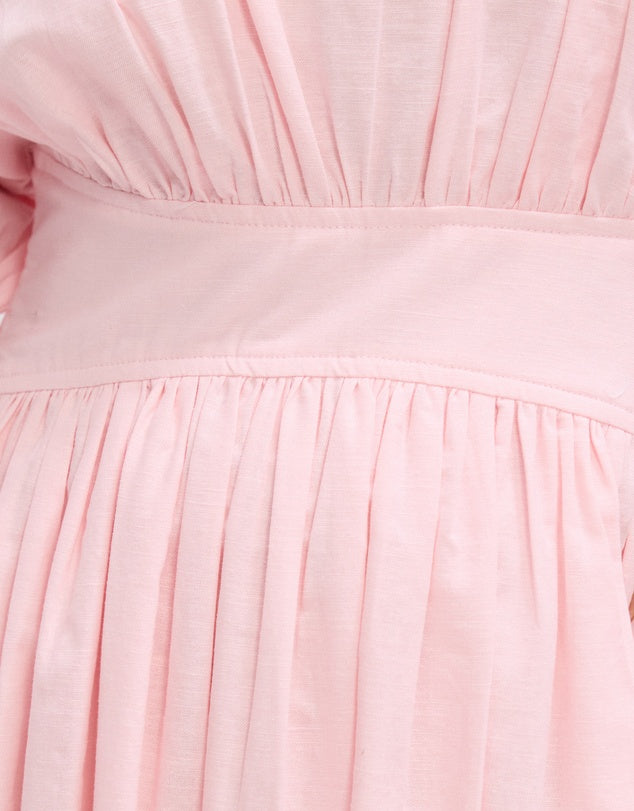 The Fated Pink Gallery Waisted Midi Dress - Sizes 6, 10, 12, & 14 Available