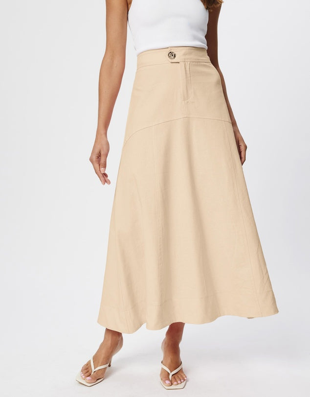 Tussah Oat Midi Skirt - Sizes 6, 8, 10, 12, 14, 16 & 18 Available