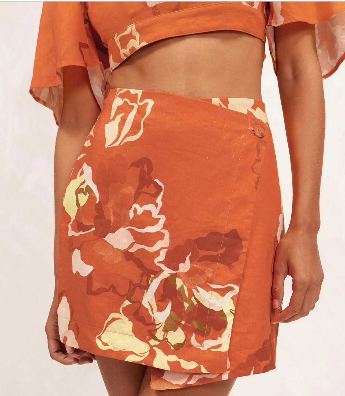 AERE Linen Wrap Mini Skirt - Size 8