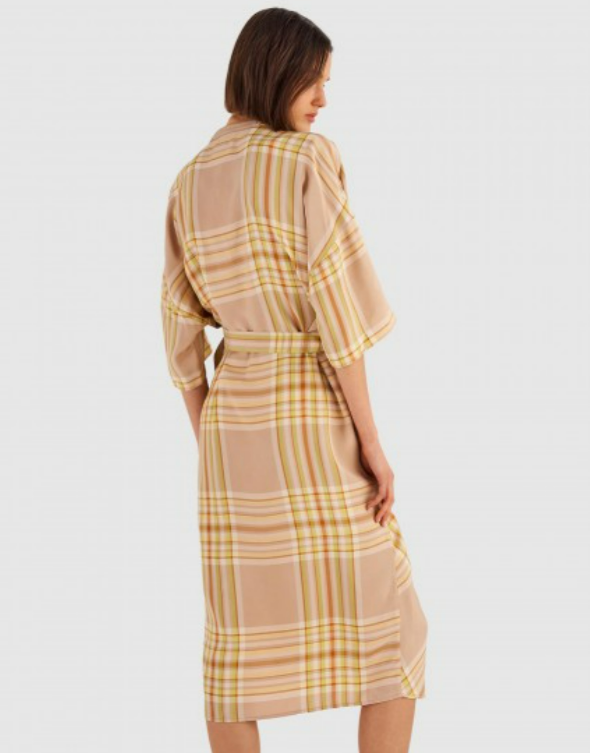 Oroton Check Wrap Shirt Dress - Size 10