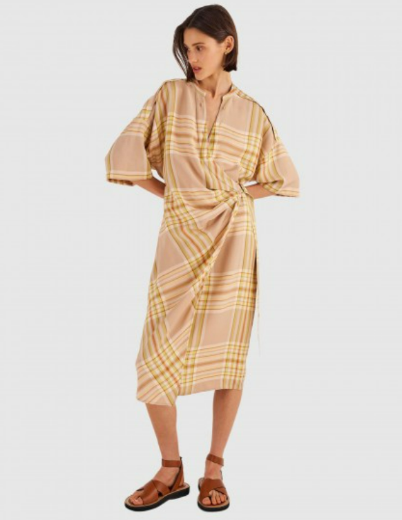 Oroton Check Wrap Shirt Dress - Size 10